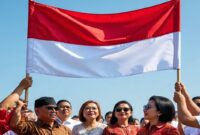 Ilustrasi AI Pengibaran Bendera Merah Putih Hari Sumpah Pemuda