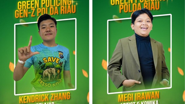 Polda Riau Tunjuk Megi Irawan dan Kendrick Zhang sebagai Duta Green Policing
