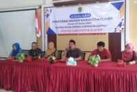 Badan Pengelolaan Keuangan Pendapatan dan Aset Daerah (BPKPAD) Kabupaten Klaten bersama anggota Komisi II dan Pimpinan DPRD Klaten menggelar sosialisasi Peraturan Daerah (Perda) Kabupaten Klaten Nomor 15 Tahun 2023 tentang Pajak Daerah dan Retribusi Daerah. Foto: MON/Eko Setyo