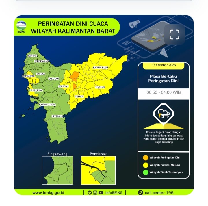 Foto screenshot Peringatan Dini Cuaca Wilayah Kalimantan Barat. Foto.BMKG