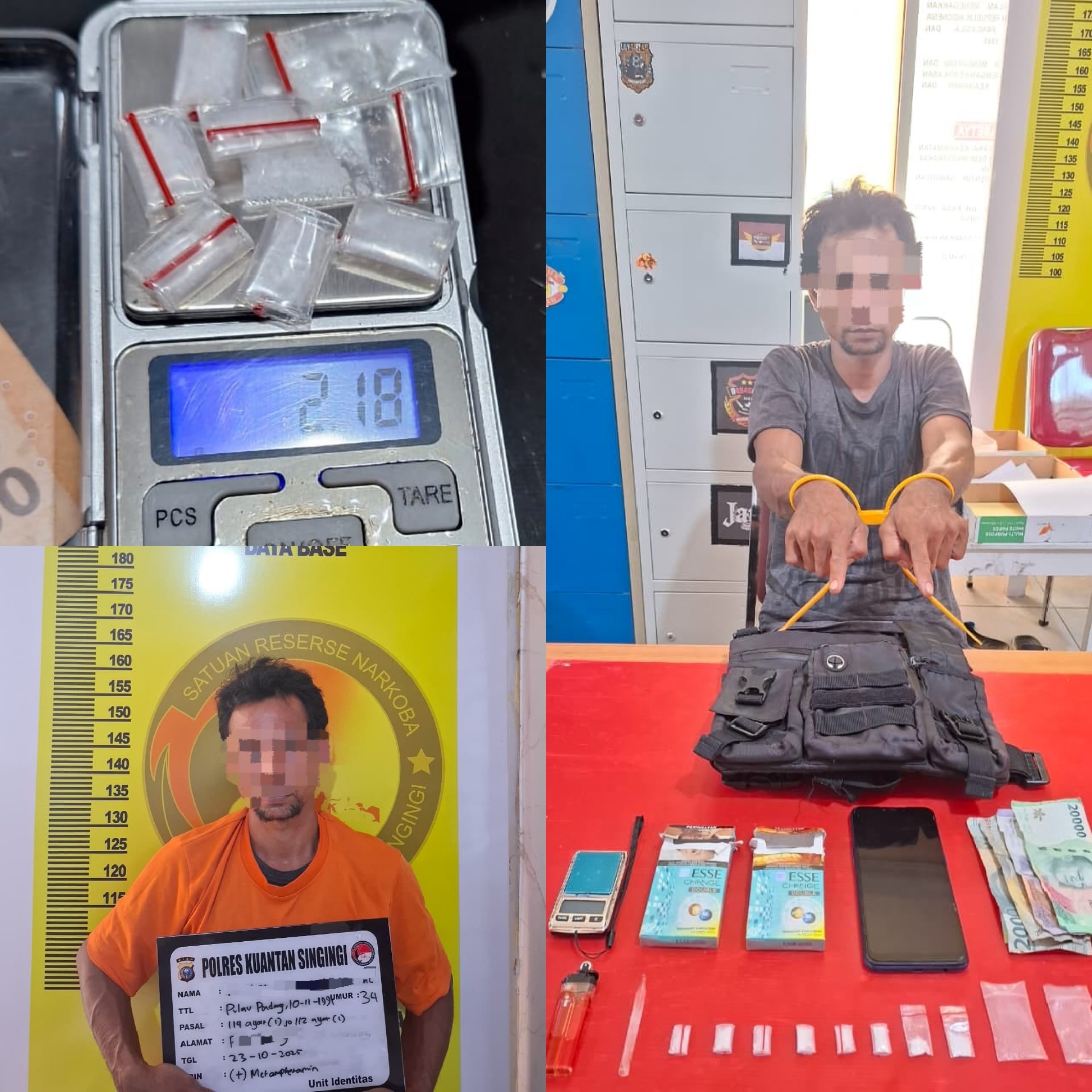 Tim Mata Elang Sat Resnarkoba Polres Kuansing dan Unit Reskrim Polsek Singingi Berhasil Ungkap Kasus Shabu di Desa Pulau Padang