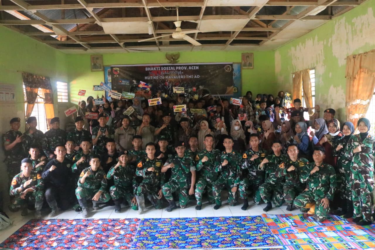 HUT ke-76 Kavaleri, Yonkav 11/MSC Gelar Trauma Healing untuk Anak Korban Banjir di Aceh Tamiang